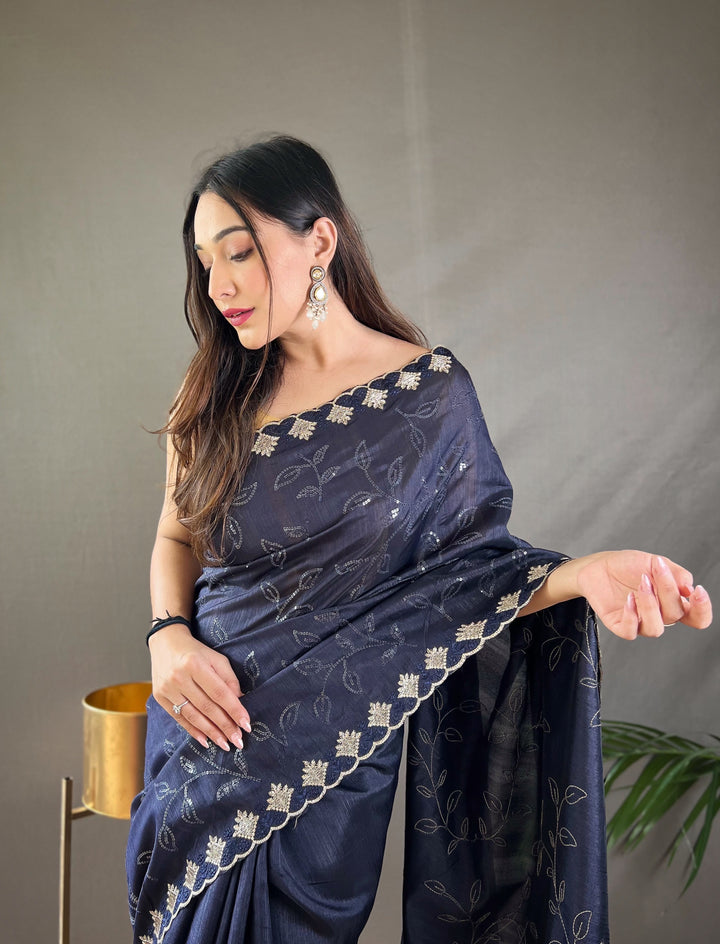 Indigo Blue Ruhi Silk Saree - PAHRAVA