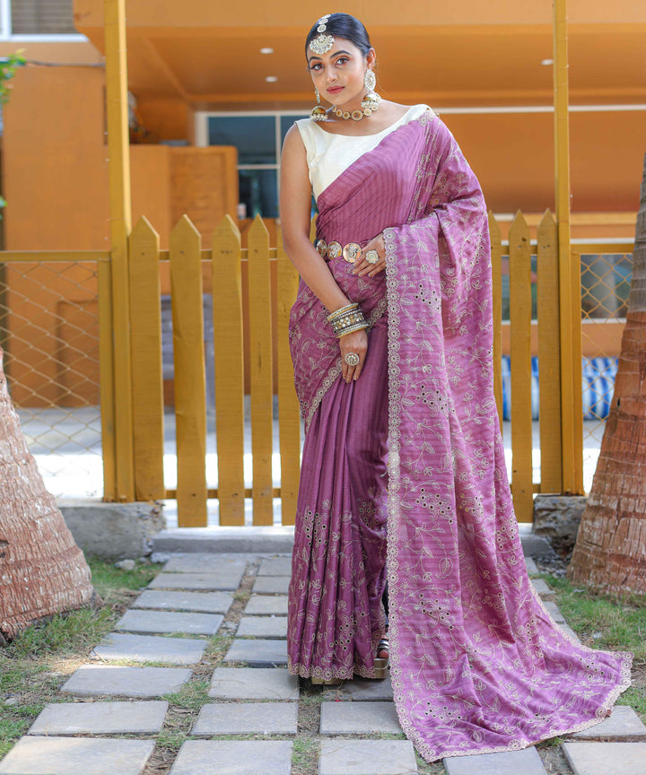 Luminous Lavender soft silk saree - PAHRAVA