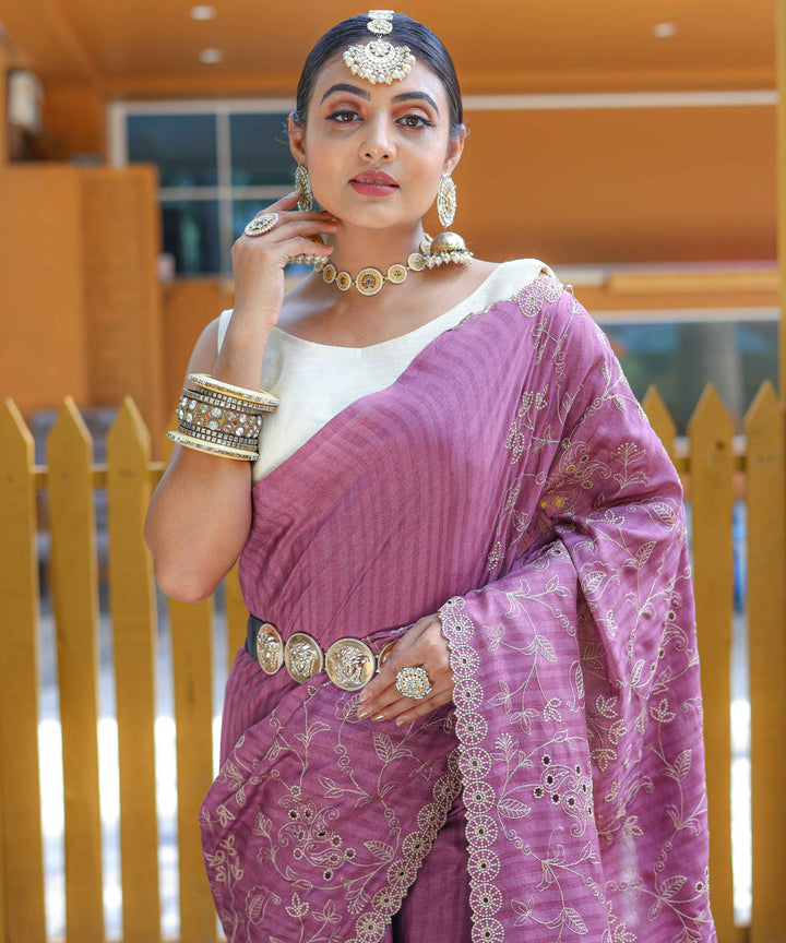 Luminous Lavender soft silk saree - PAHRAVA