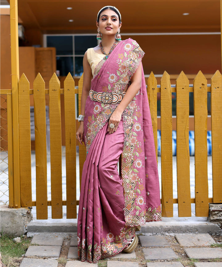 Bright Lavender silk saree - PAHRAVA