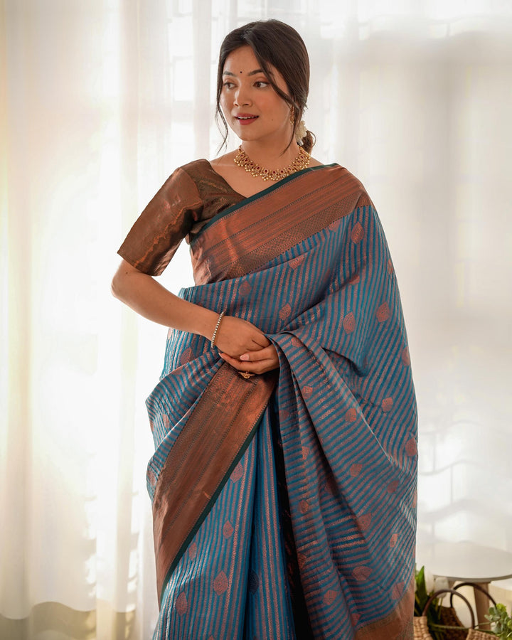 Dark electric blue pattu kanjivaram silk saree - PAHRAVA