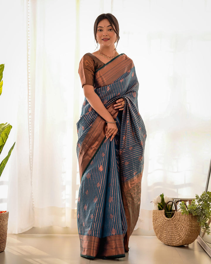 Dark electric blue pattu kanjivaram silk saree - PAHRAVA