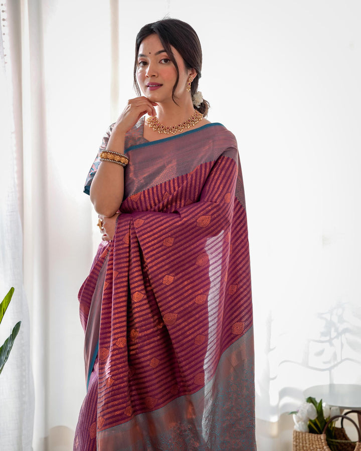 Old lavender pattu kanjivaram silk saree - PAHRAVA