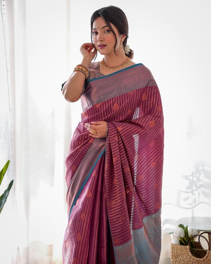 Old lavender pattu kanjivaram silk saree - PAHRAVA