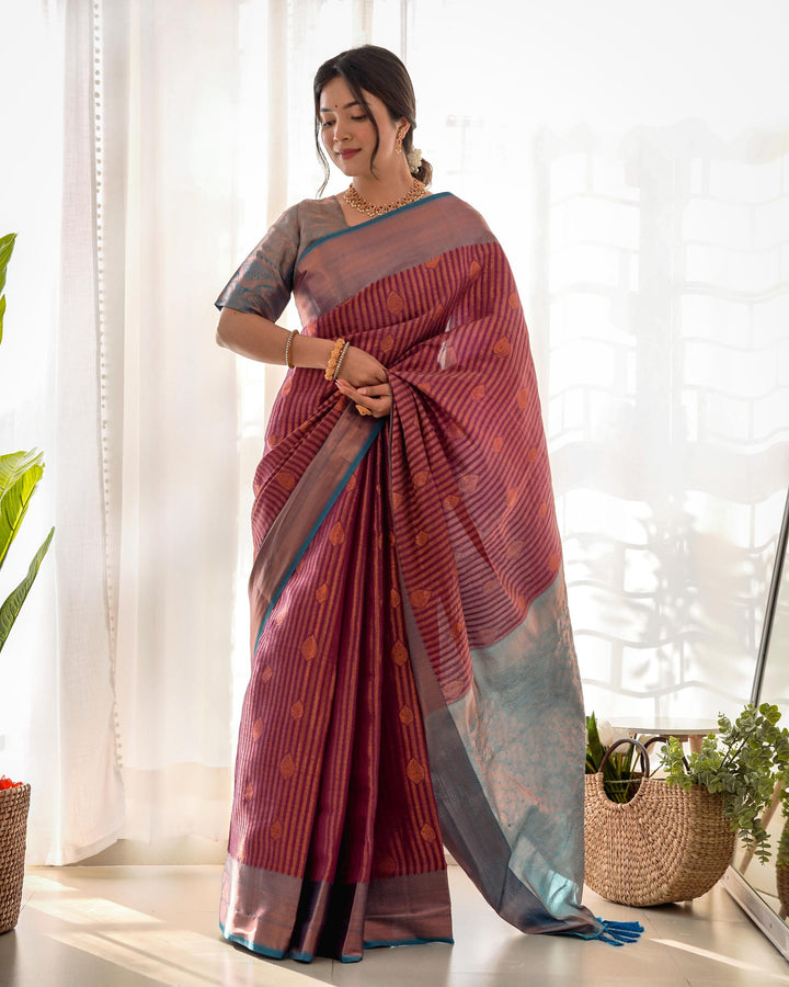 Old lavender pattu kanjivaram silk saree - PAHRAVA