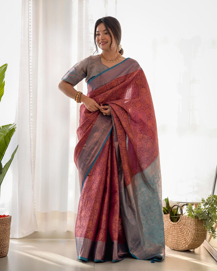 Maroon pattu kanjivaram silk saree - PAHRAVA