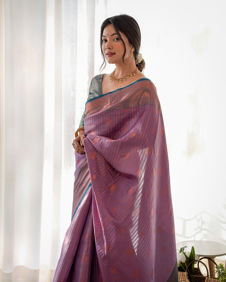 Deep lavender pattu kanjivaram silk saree - PAHRAVA