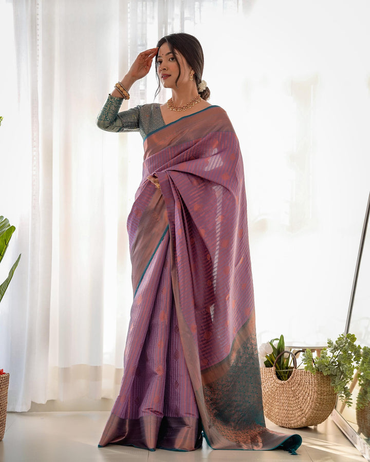 Deep lavender pattu kanjivaram silk saree - PAHRAVA