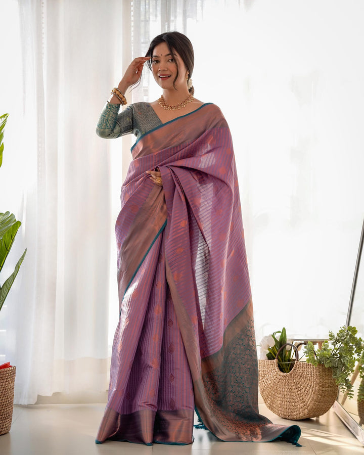 Deep lavender pattu kanjivaram silk saree - PAHRAVA