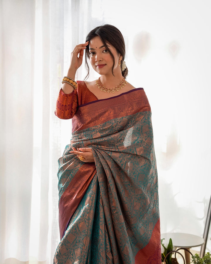 Cool grey pattu kanjivaram silk saree - PAHRAVA