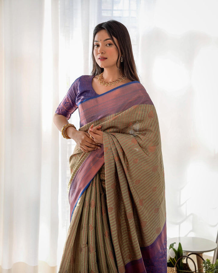 Deep grey pattu kanjivaram silk saree - PAHRAVA