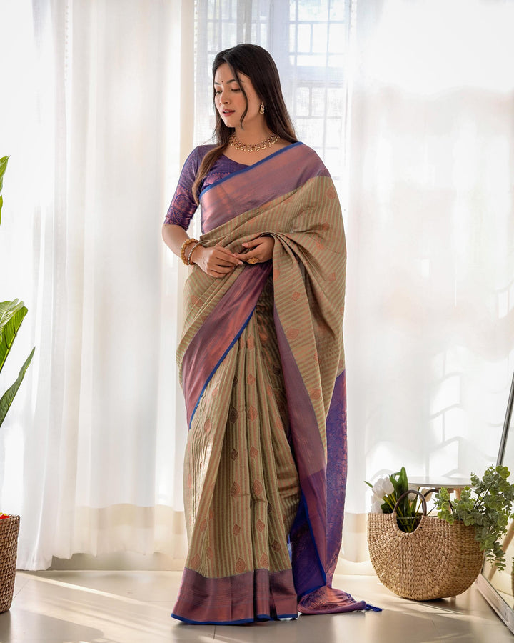 Deep grey pattu kanjivaram silk saree - PAHRAVA