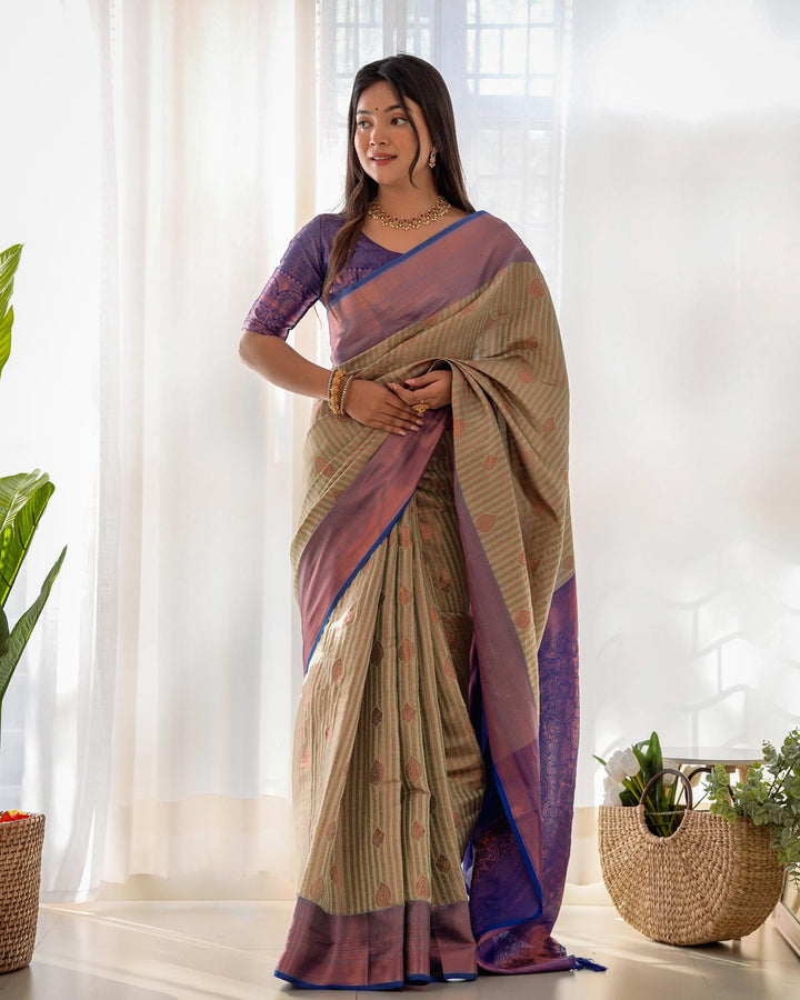 Deep grey pattu kanjivaram silk saree - PAHRAVA