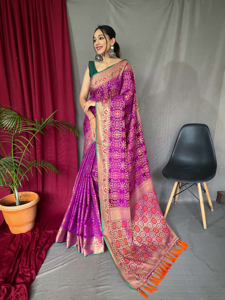 Antique Purple fusion silk saree - PAHRAVA