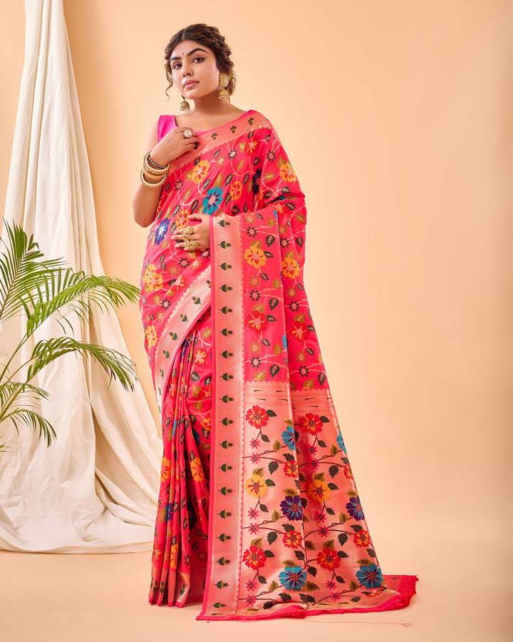 Plum Pink Luxury Paithani Silk Saree - PAHRAVA