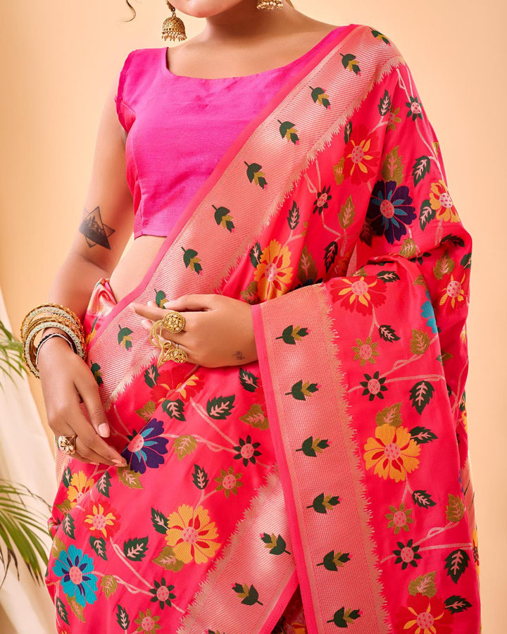 Plum Pink Luxury Paithani Silk Saree - PAHRAVA